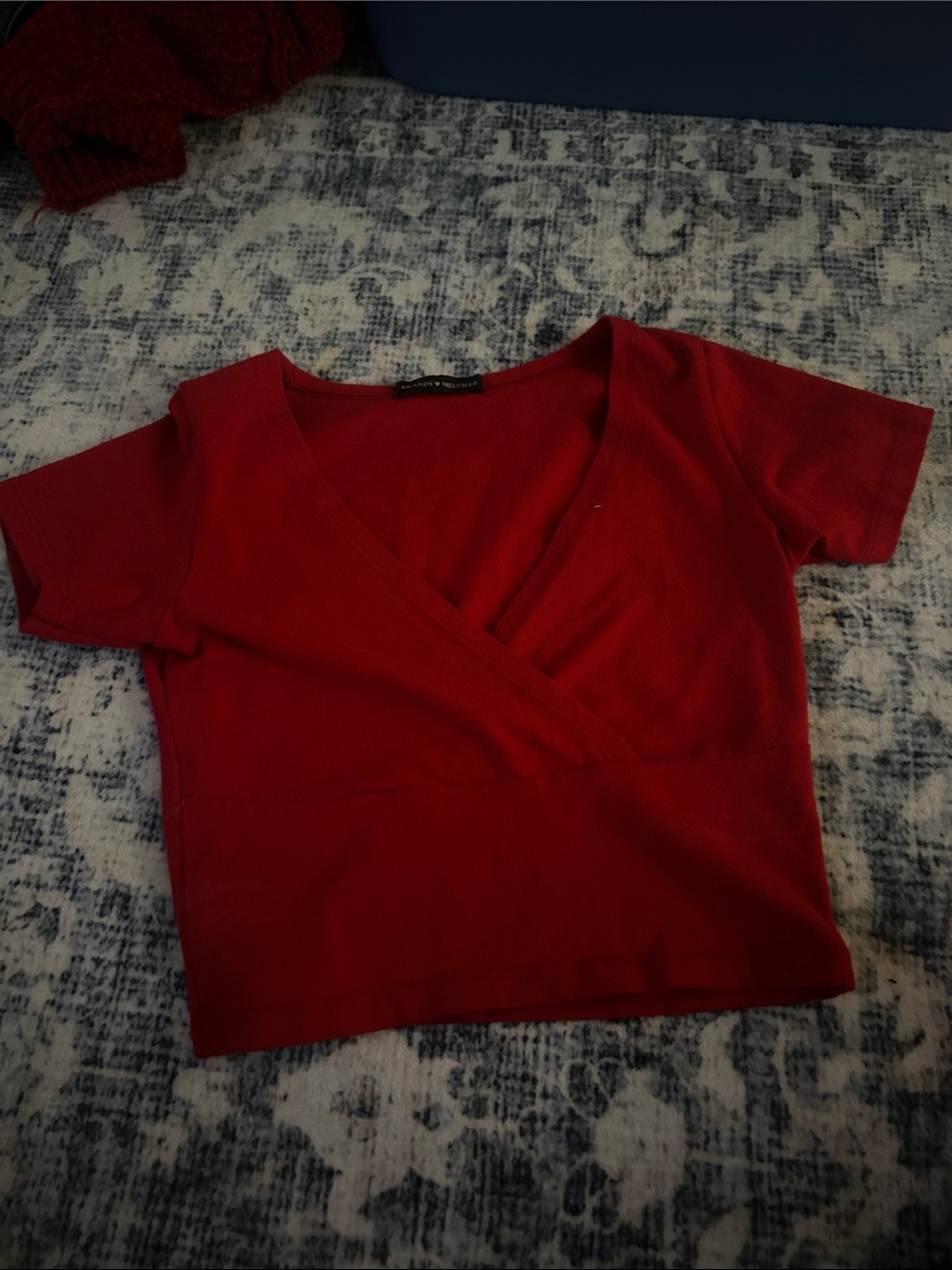 Brandy Melville Red Wrap-Style Crop Top